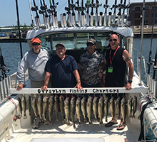 group of guys with their walleye catch